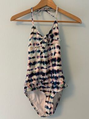 NWT Splendid Kids Tie-Dye One-Piece Swimsuit in Navy, Pink & Cream 14